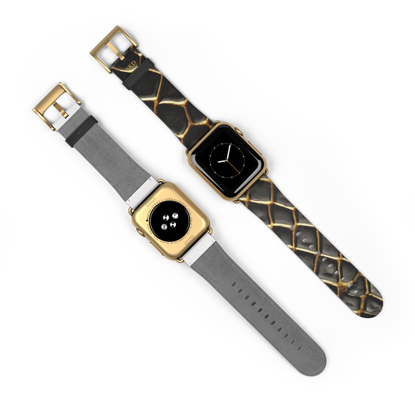 LIMITED EDITION: Obsidian Venom | Striking Black & Gold Faux Snake Leather Apple Watch Strap, RoHS, REACH, and Intertek Certified |  Stainless Steel, All Series Compatible