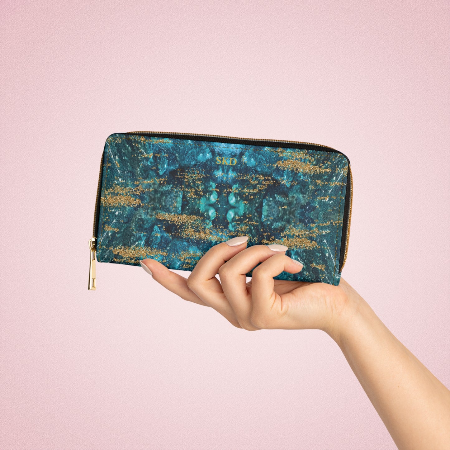 LIMITED EDITION: Celestial Reverie | Chrysocolla & Pyrite Inspired Zipper Wallet | Collector’s Vault Edition of Cleopatra’s “Wise Stone”