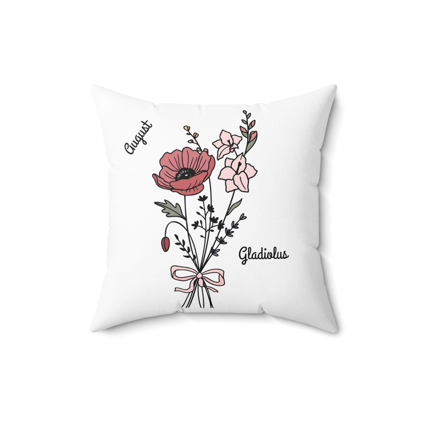 August Gladiolus Birth Flower - Custom Spun Polyester Square Pillow – Stylish Double-Sided Home Décor Accent for a Personalized Touch