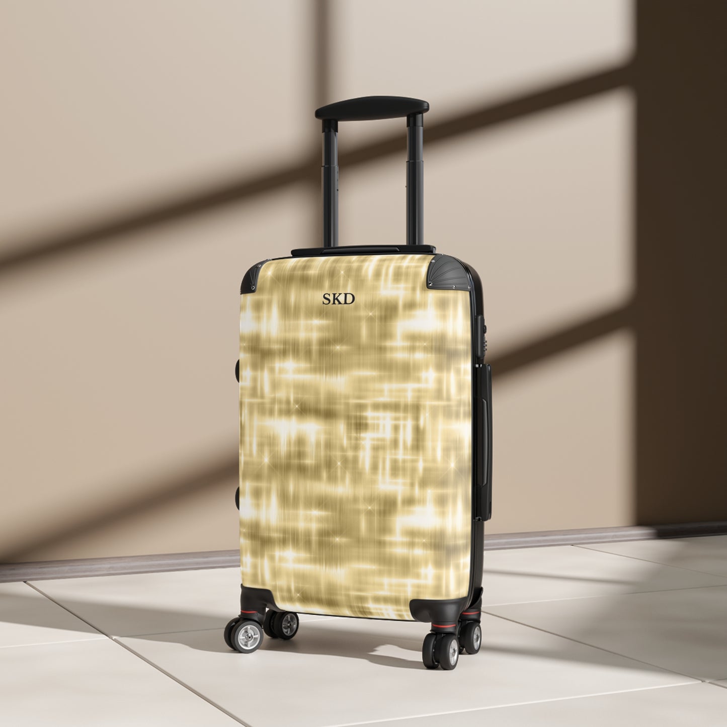 Aurum Gala | Glitter & Gold Suitcase with Built-In Lock and Durable Protection | Radiant Showpiece for Stylish Travel, Lightweight Carry-On, Vacation Essential