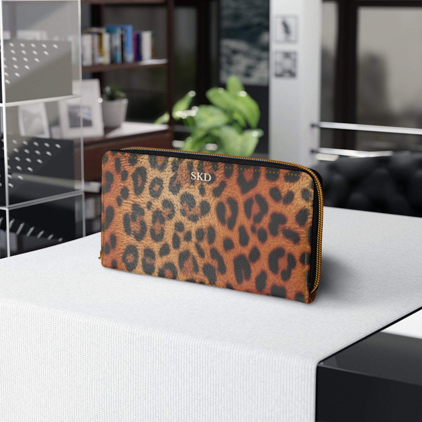 Elysian Safari | Leopard Faux Leather Zipper Wallet | Gilded Edge for the Modern Muse