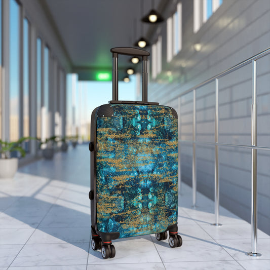 LIMITED EDITION: Celestial Reverie | Chrysocolla & Pyrite-Inspired Suitcase with Built-In Lock and Durable Protection | Lightweight Carry-On and Vacation Essential for Transformation, Abundance, & Artistic Elegance for the Visionary Collector