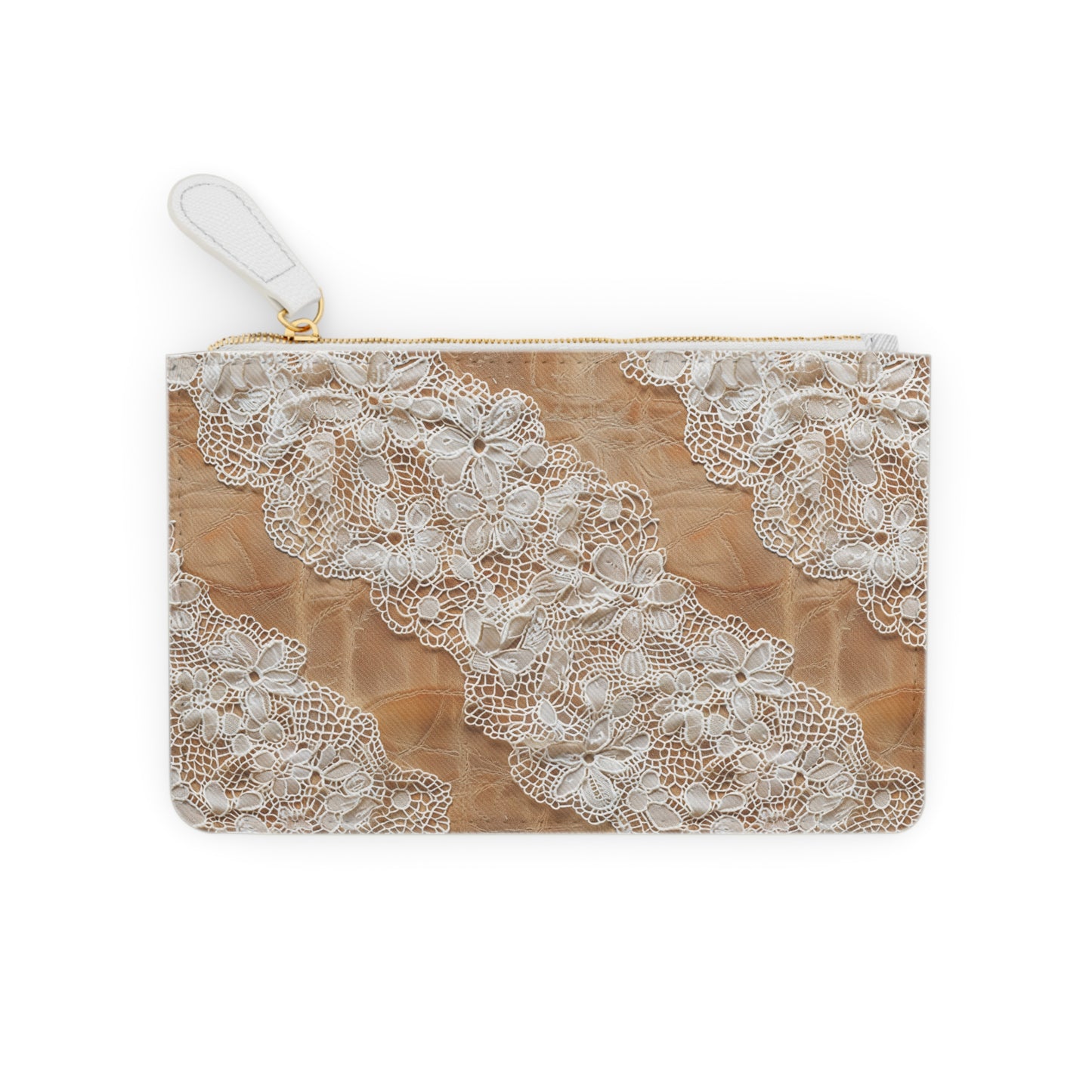 Demure Elegance | Soft Lace & Beige Smooth Faux Leather Mini Clutch Bag | Understated Luxury for Graceful Women