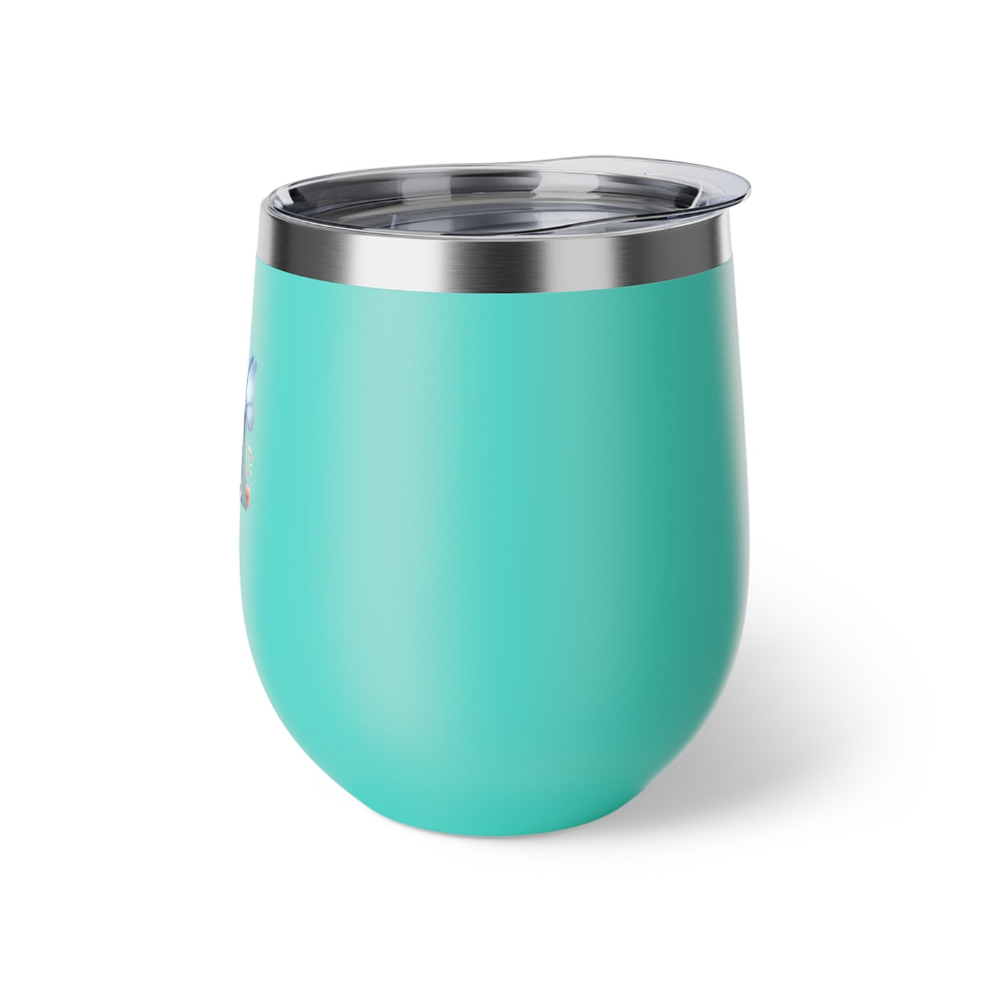 Letter A - Personalized Whimsical Butterfly Over Turquoise Copper Vacuum Insulated Cup, 12 oz – Perfect for Weddings