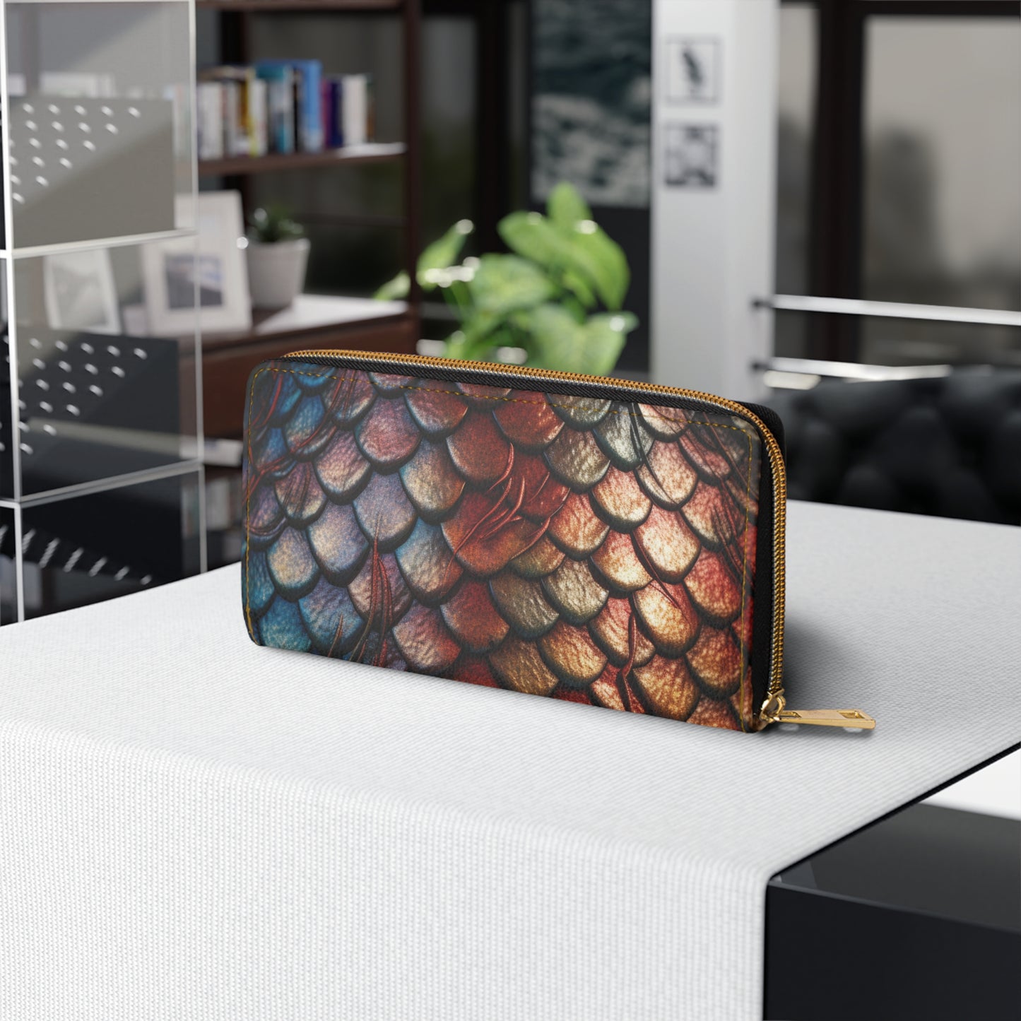 LIMITED EDITION: Enchanting Mystique | Multi-Color Dragon Scale Zipper Wallet | Captivating Elegance for Evening Affairs