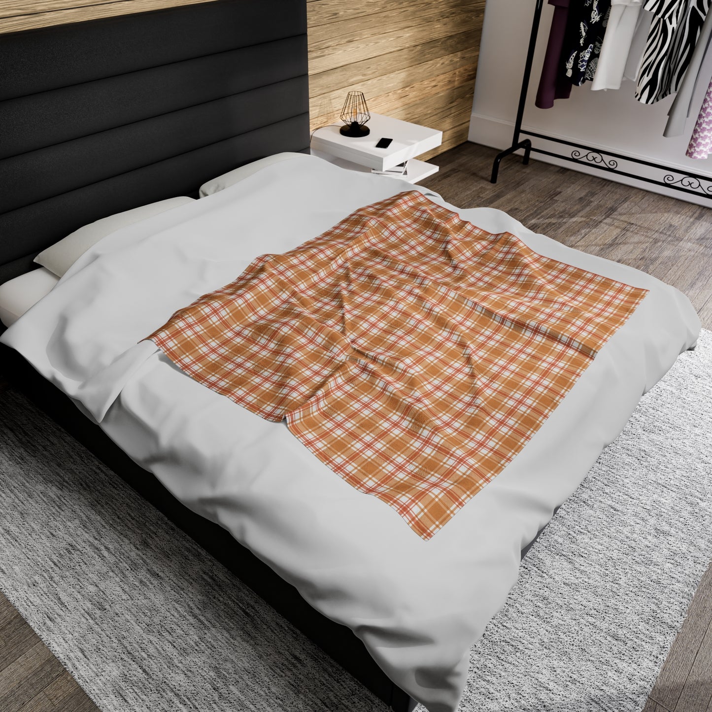 Custom Brown Stripe Plush Velveteen Plaid Blanket – Cozy, Soft, and Perfect for Personalized Gifts | 50x60