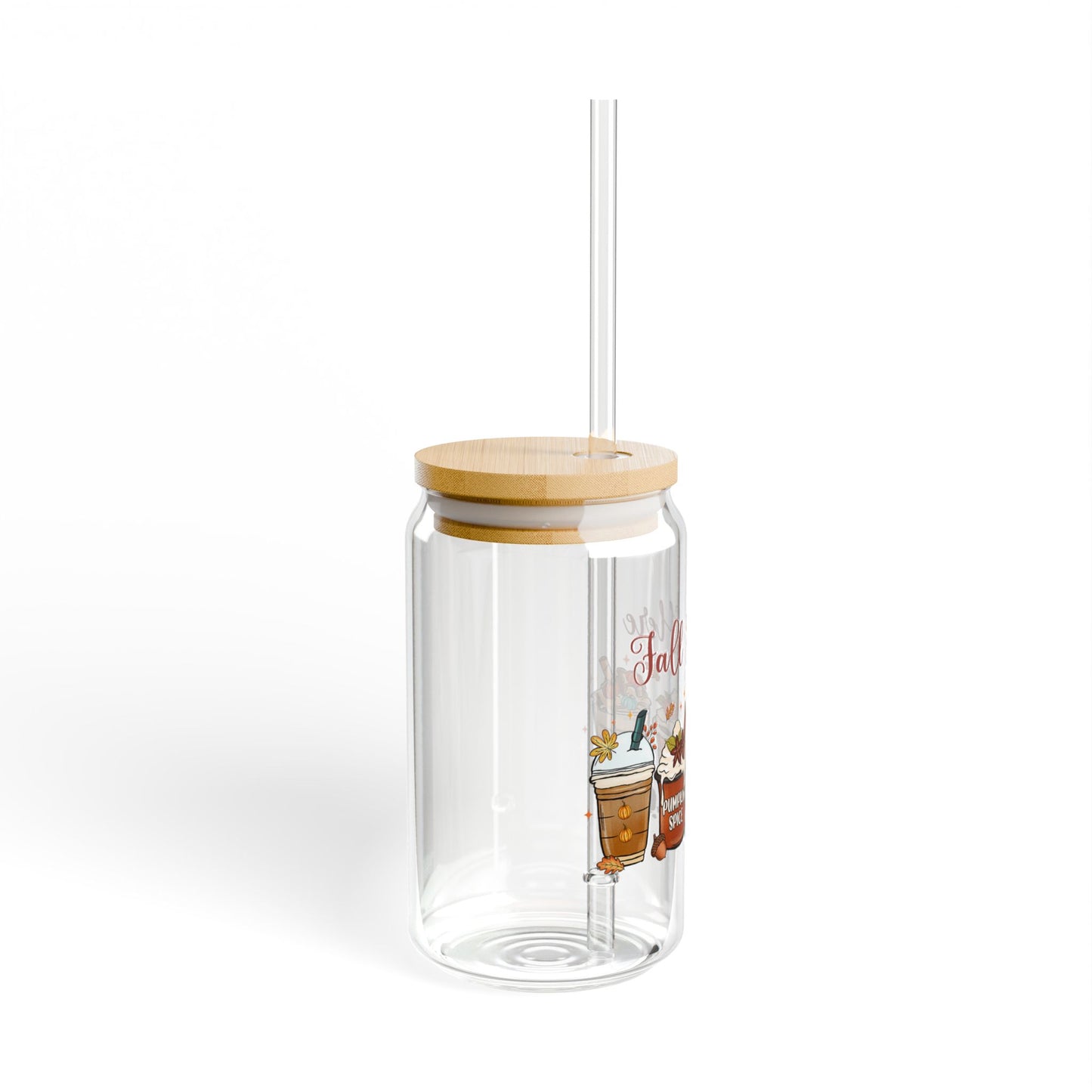 'Fall Is Here' | 16oz Custom Sipper Glass with Bamboo Lid & Straw – Perfect for Sweet Treats and Family Parties