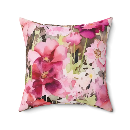 Berry Flowers Custom Spun Polyester Square Pillow – Stylish Double-Sided Home Décor Accent for a Personalized Touch