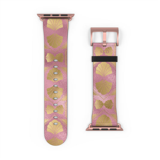 Collector's Vault: Blush Horizon | Soft Pastel Pink & Gold Apple Watch Strap, RoHS, REACH & Intertek Certified | Stainless Steel, All Series Compatible