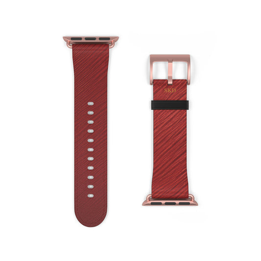 Crimson Reverie | RoHS, REACH & Intertek Certified Dark Red Luxe Apple Watch Strap | Designer Faux Leather, Stainless Steel, All Series Compatible