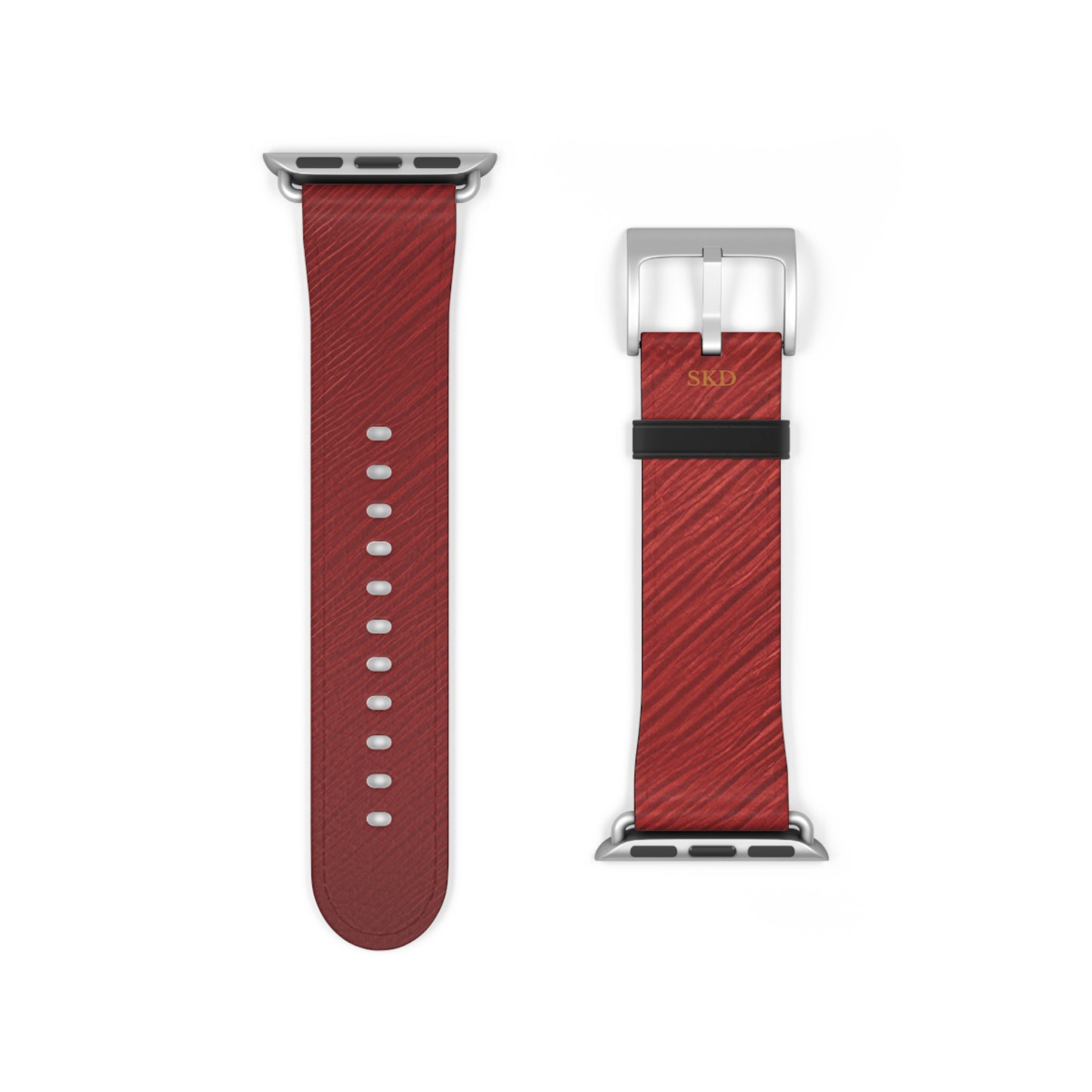 Crimson Reverie | RoHS, REACH & Intertek Certified Dark Red Luxe Apple Watch Strap | Designer Faux Leather, Stainless Steel, All Series Compatible