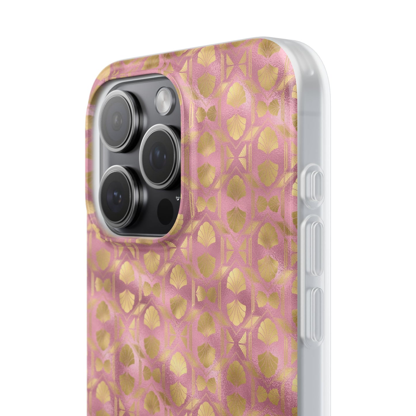 Collector's Vault: Blush Horizon | Soft, Pastel Pink & Gold iPhone Case | Shock-Absorbing TPU Protective Cover, Slim & Wireless Charging Compatible, All iPhone Sizes