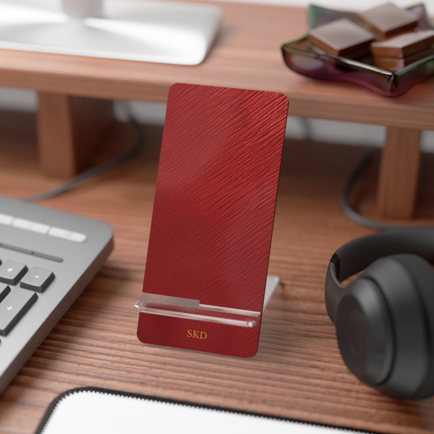 Crimson Reverie | Striking Dark Red Smartphone Display Stand | Desk Organizer, Phone Holder, Unique Gift, Home Decor, Office Accessory