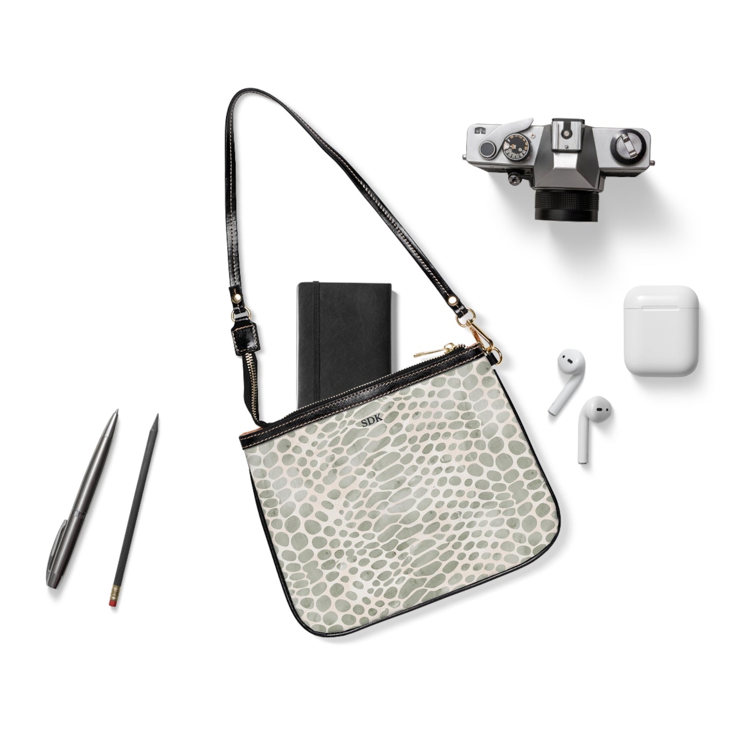 Core Collection: Pale Venom | Soft Taupe Faux Snake Small Shoulder Bag | Subtle Exotic Edge for Discerning Taste