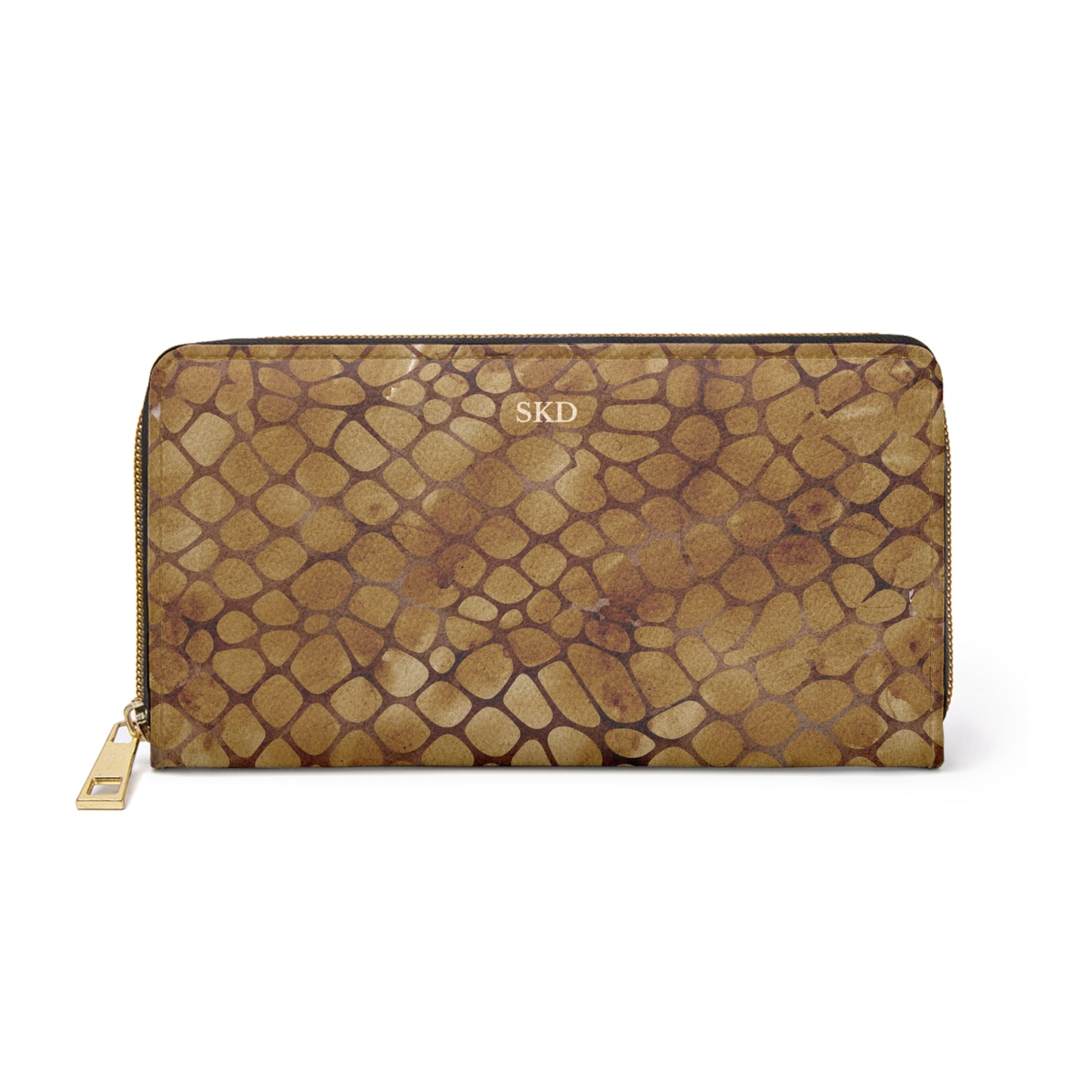 Amber Venom | Amber Brown Faux Snake Zipper Wallet | Warm Exotic Luxury for Bold Style