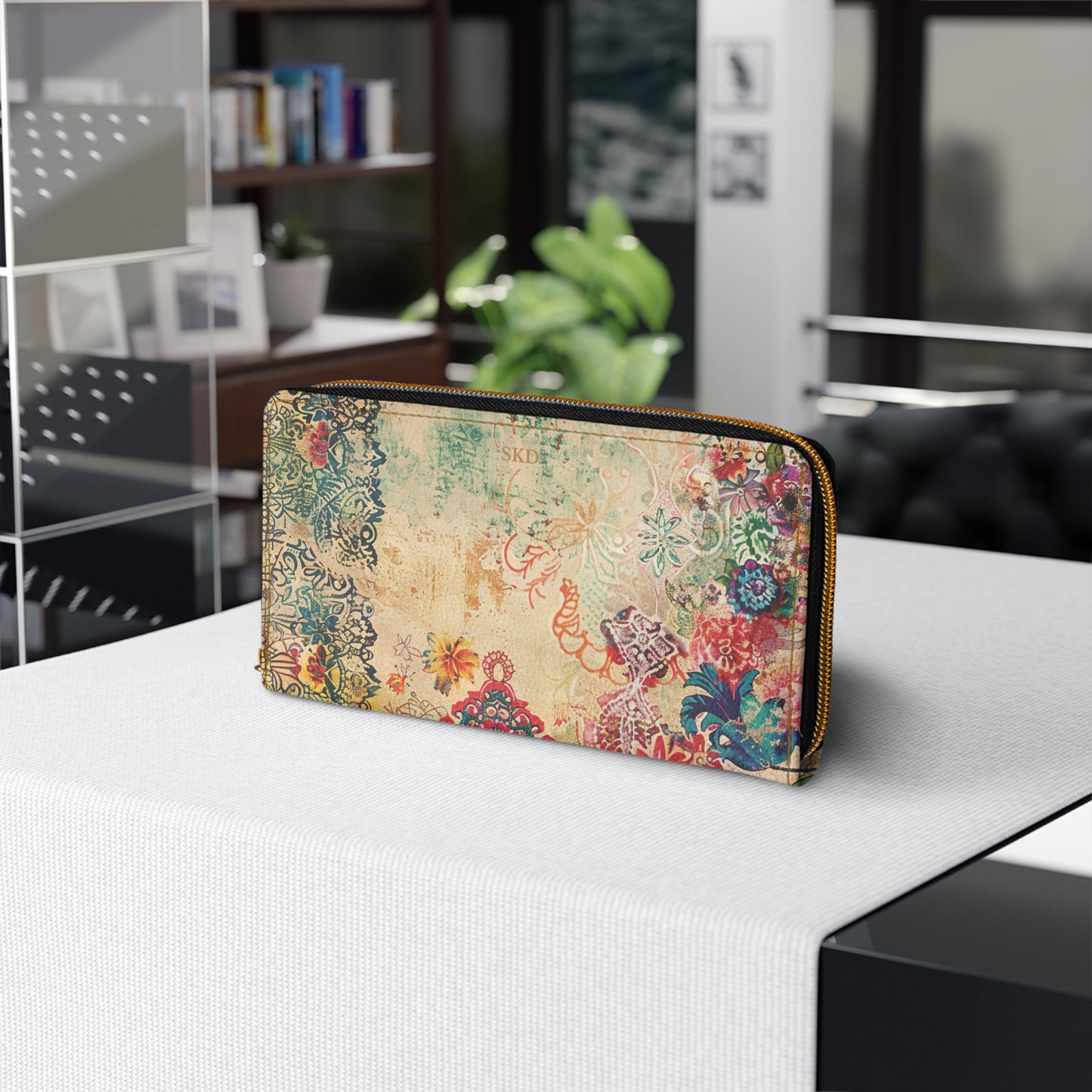 LIMITED EDITION: Timeless Tapestry | Antique Cream Floral Embroidered Zipper Wallet | Delicate Garden Luxury for Year-Round Style