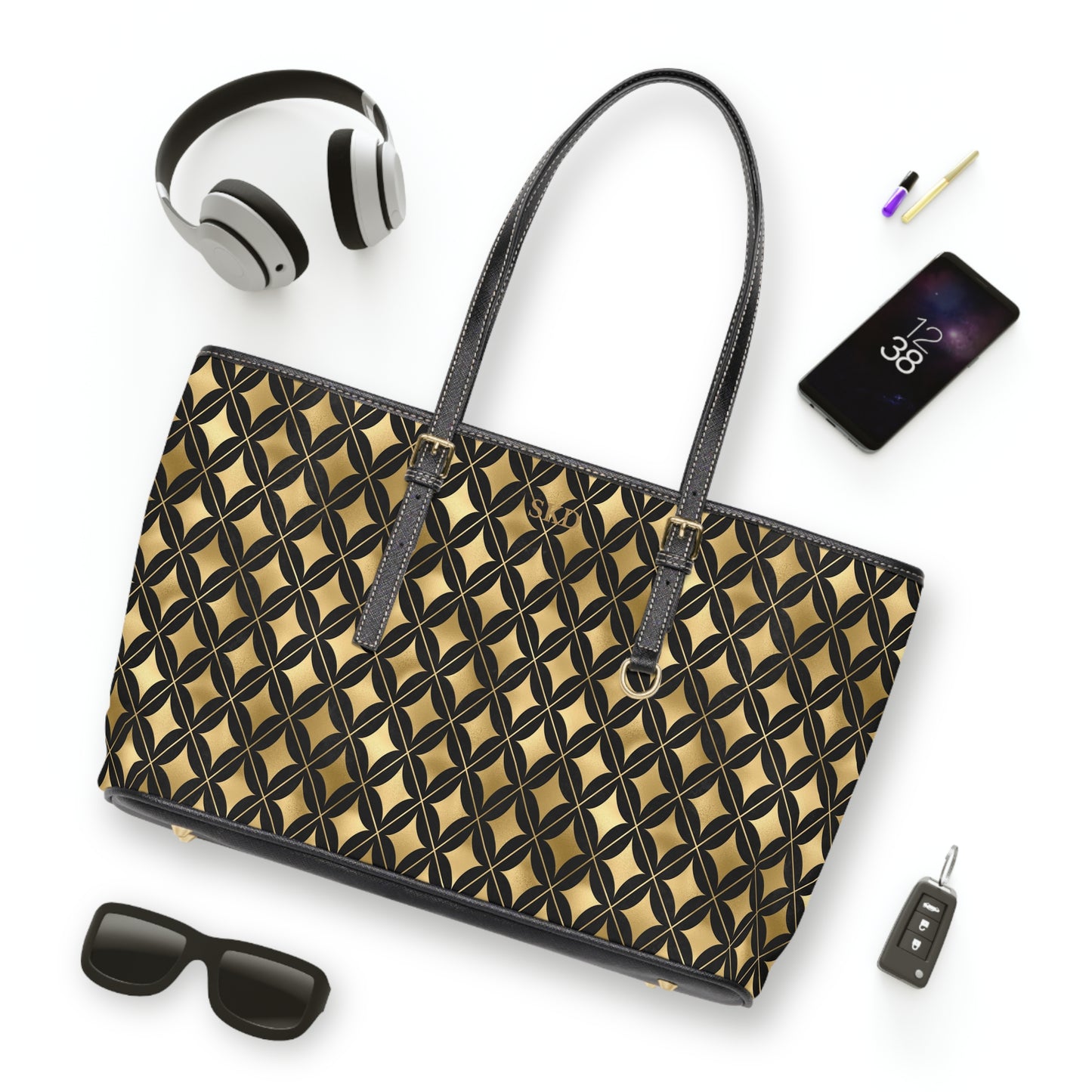 Collector's Vault: Prestige Legacy | Black & Gold Diamond Shoulder Bag | Luxurious and Enduring Gift for Sophisticated Ladies