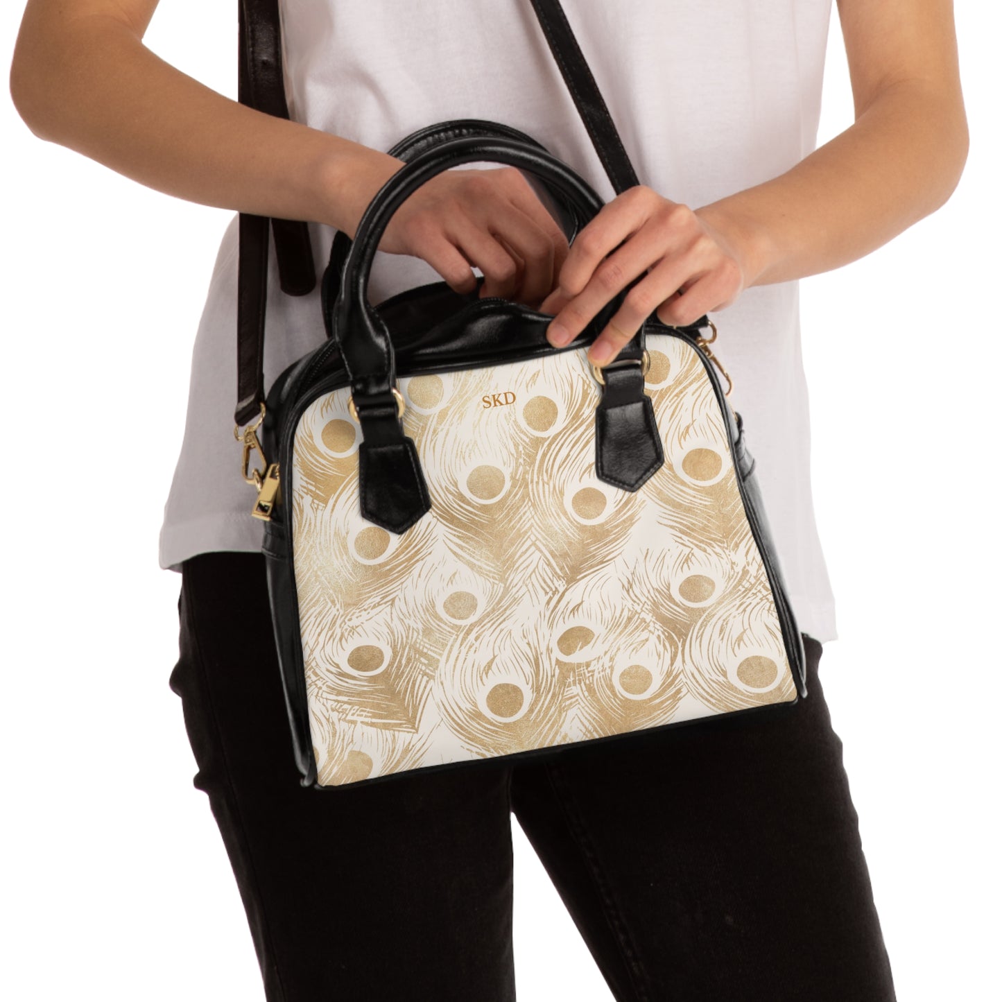 Collector’s Vault: Golden Plume | Gold Feather-Patterned Handbag | Timeless Elegance in a Radiant Design
