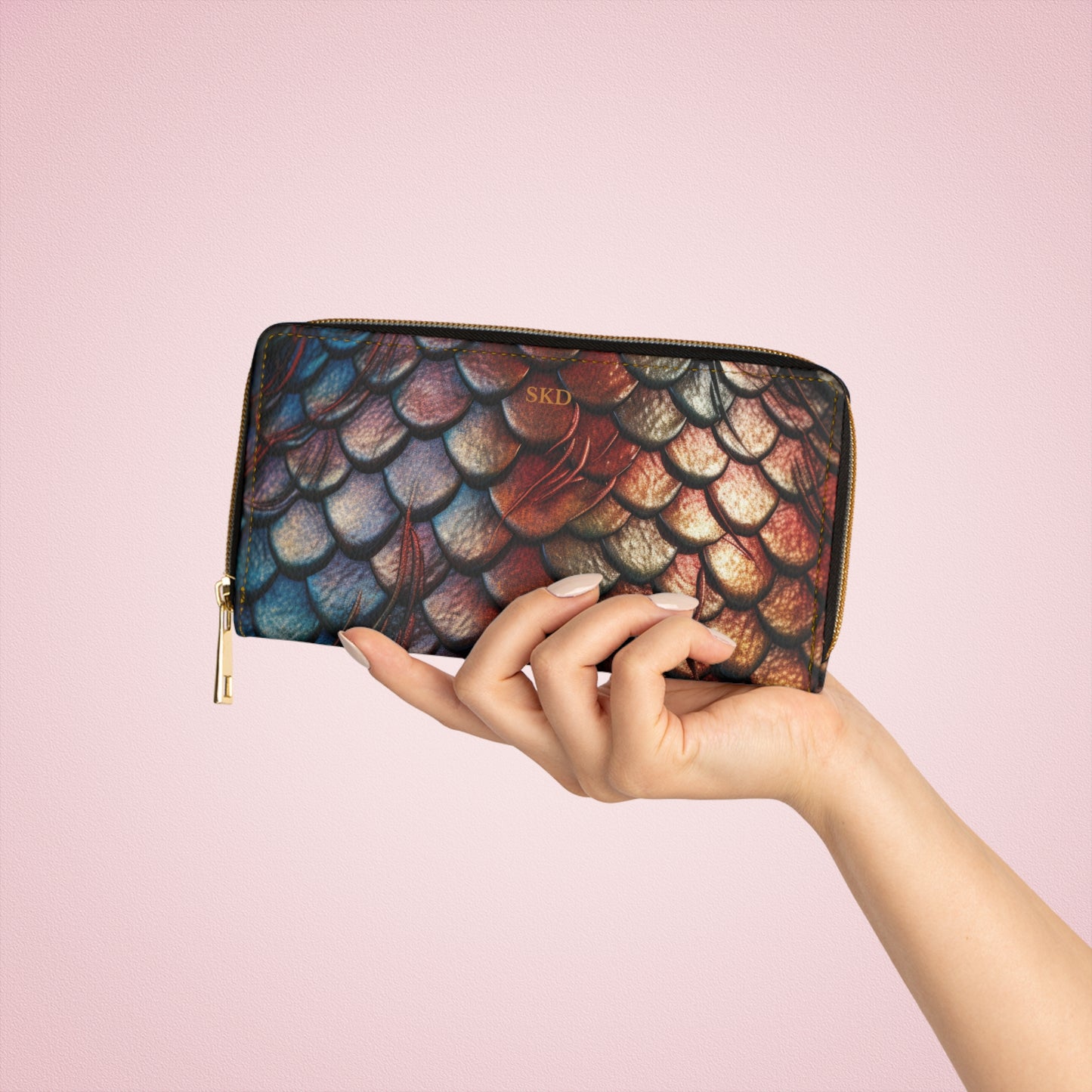 LIMITED EDITION: Enchanting Mystique | Multi-Color Dragon Scale Zipper Wallet | Captivating Elegance for Evening Affairs