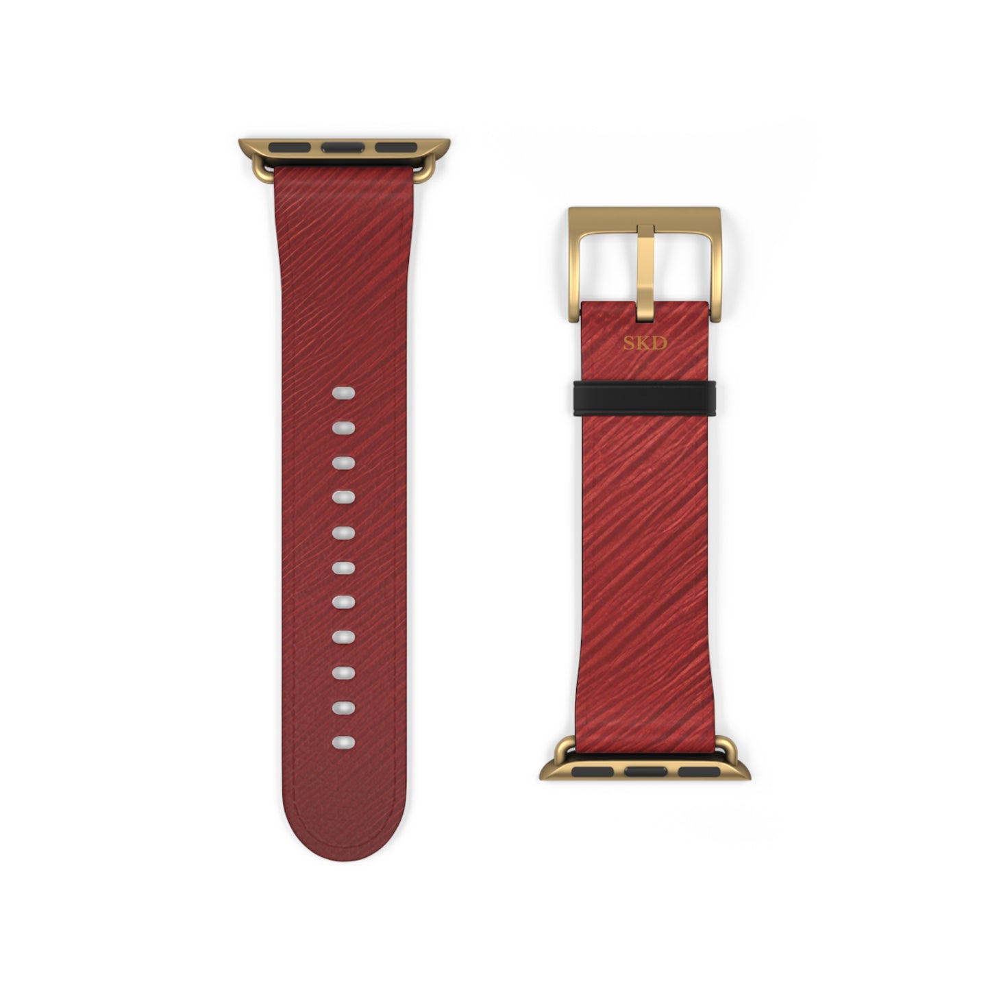Crimson Reverie | RoHS, REACH & Intertek Certified Dark Red Luxe Apple Watch Strap | Designer Faux Leather, Stainless Steel, All Series Compatible