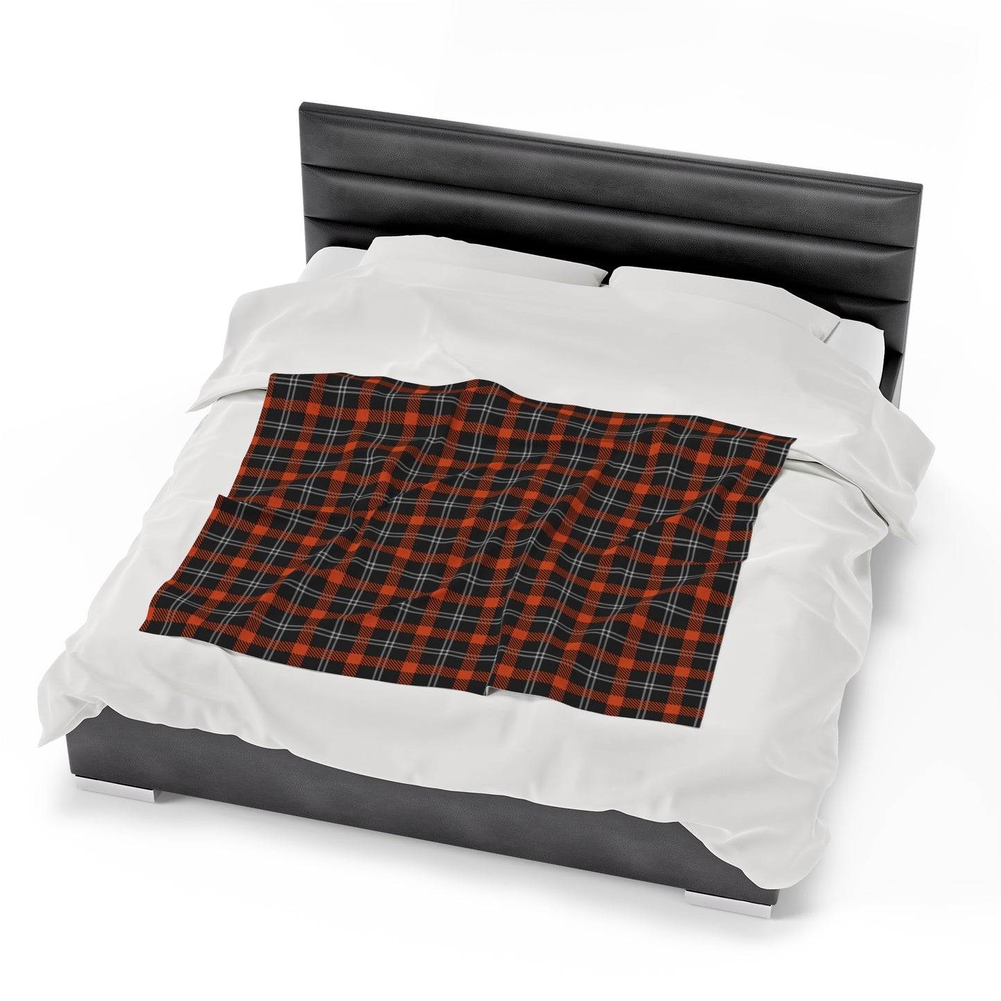 Custom Orange Black Plush Velveteen Plaid Blanket – Cozy, Soft, and Perfect for Personalized Gifts | 50x60 - Signature Keepsake Designs