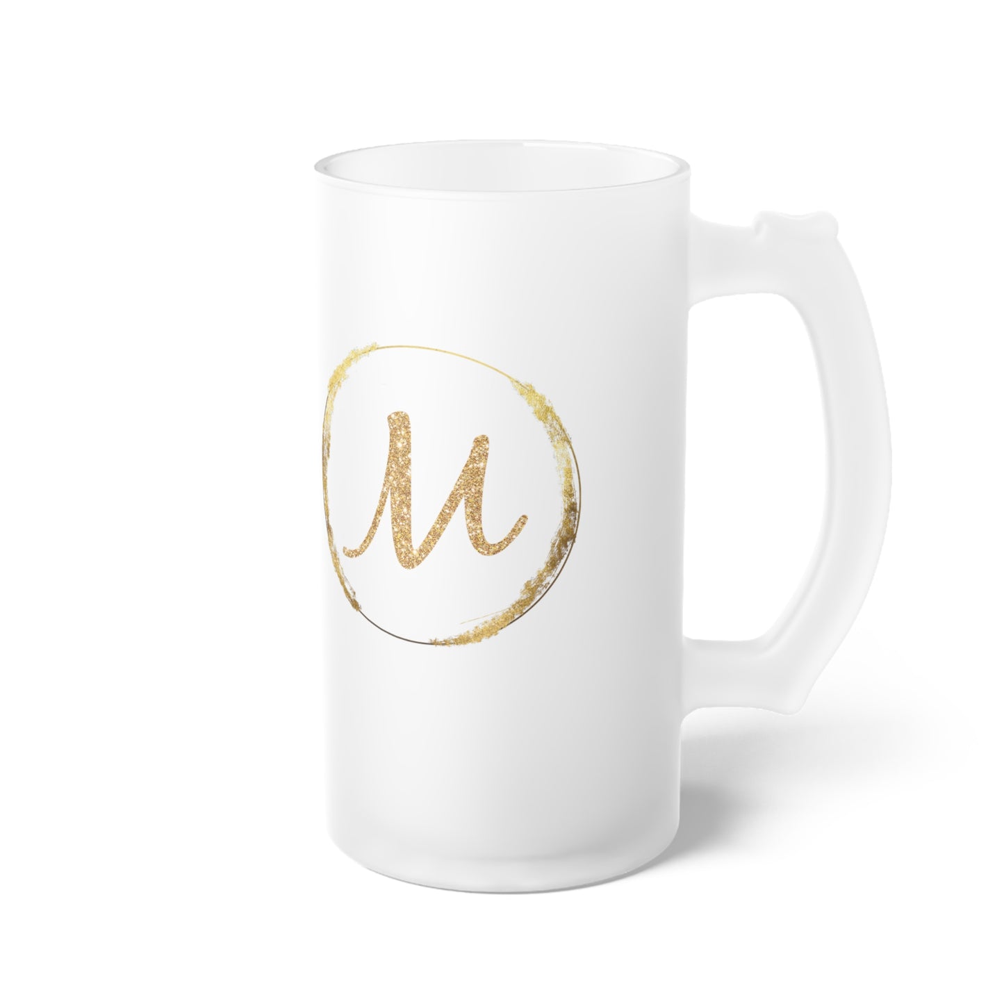 Letter M - Personalized 16oz Frosted Glass Mug – Stylish, Microwave & Dishwasher Safe Drinkware