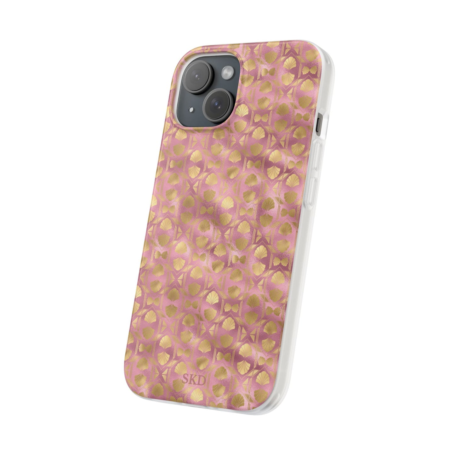 Collector's Vault: Blush Horizon | Soft, Pastel Pink & Gold iPhone Case | Shock-Absorbing TPU Protective Cover, Slim & Wireless Charging Compatible, All iPhone Sizes
