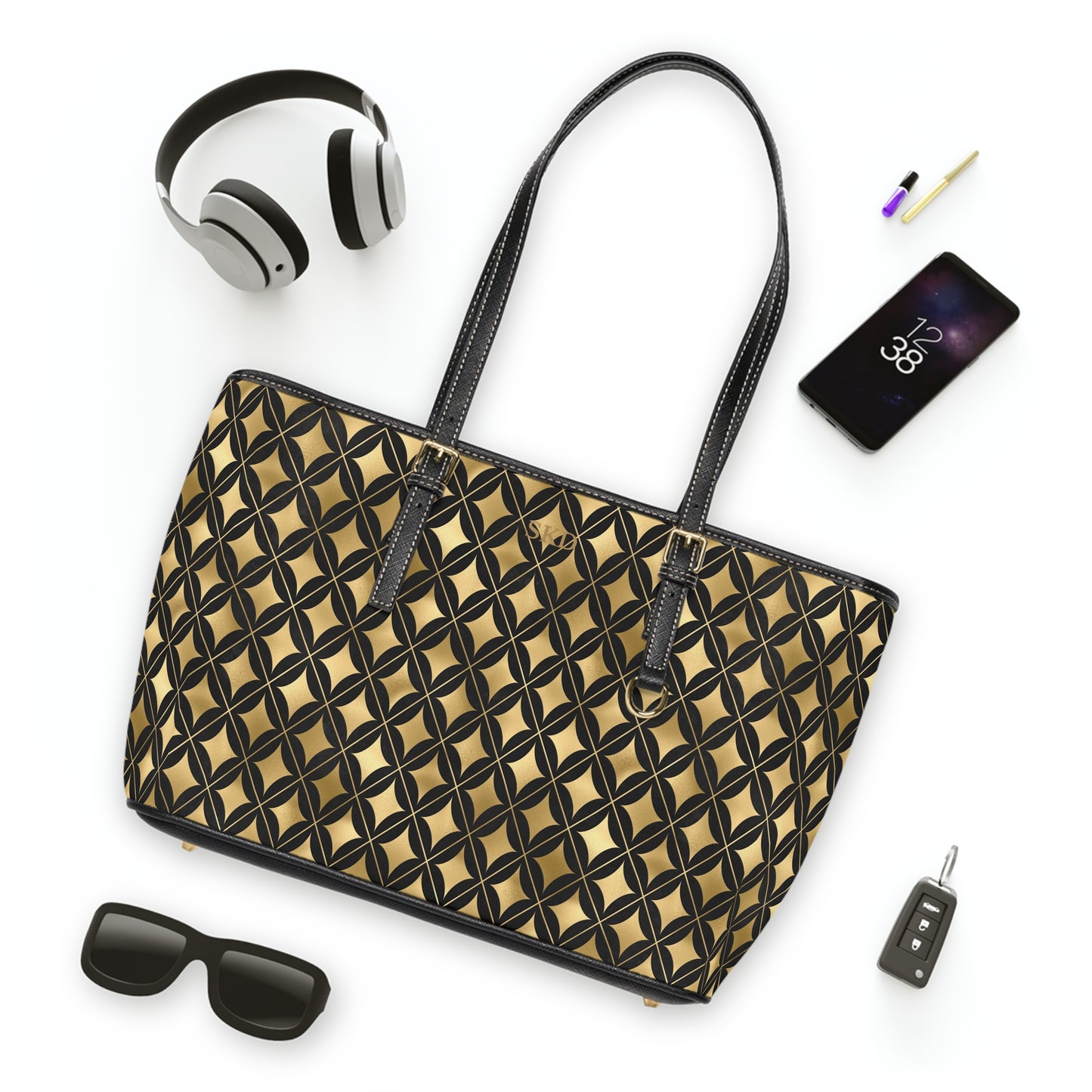 Collector's Vault: Prestige Legacy | Black & Gold Diamond Shoulder Bag | Luxurious and Enduring Gift for Sophisticated Ladies