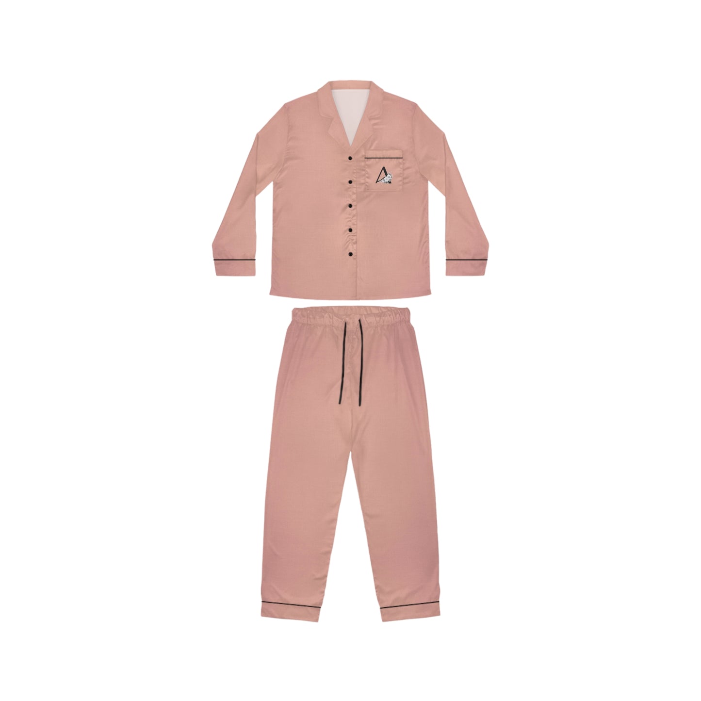 Letter A - Monogrammed Peach Cottage Satin Pajamas for Women | Soft, Elegant Sleepwear with Drawstring Waist - Signature Keepsake Designs