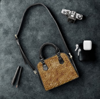 Core Collection: Amber Venom | Cognac Brown Faux Leather Snake Shoulder Bag | Warm Exotic Luxury for Bold Style