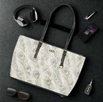 Vault Exclusive: Snowy Plume | White Feather-Patterned Shoulder Bag | Pristine Beauty for Winter & Bridal Occasions