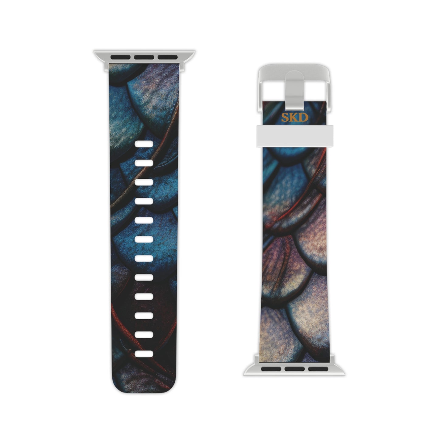 LIMITED EDITION: Enchanting Mystique | Digital Couture Multi-Color Dragon Scale Apple Watch Band (Blue Version) | Adjustable Strap, Sweat-Resistant & Compatible with All Series