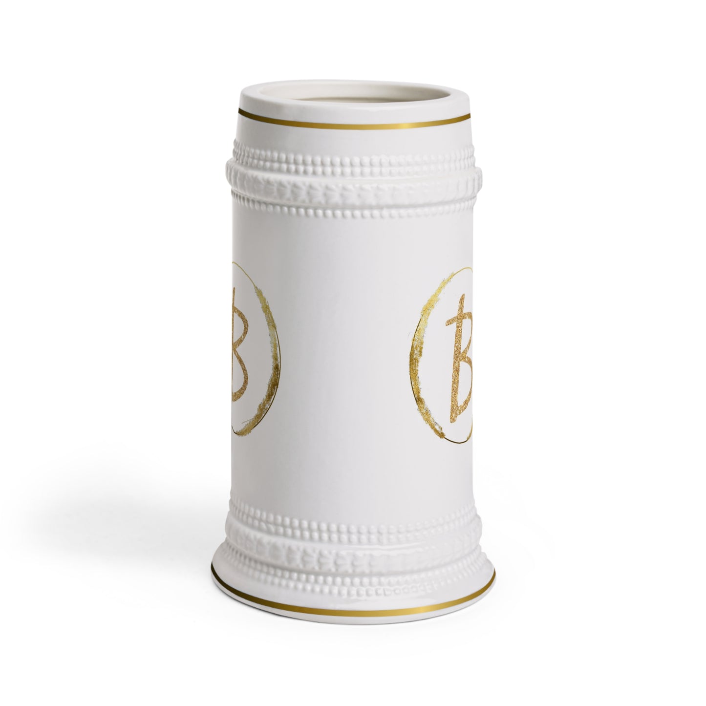 Letter B - Personalized Beer Stein Mug – Custom Initial Ceramic Stein with Gold Accents | Perfect Gift for Beer Lovers