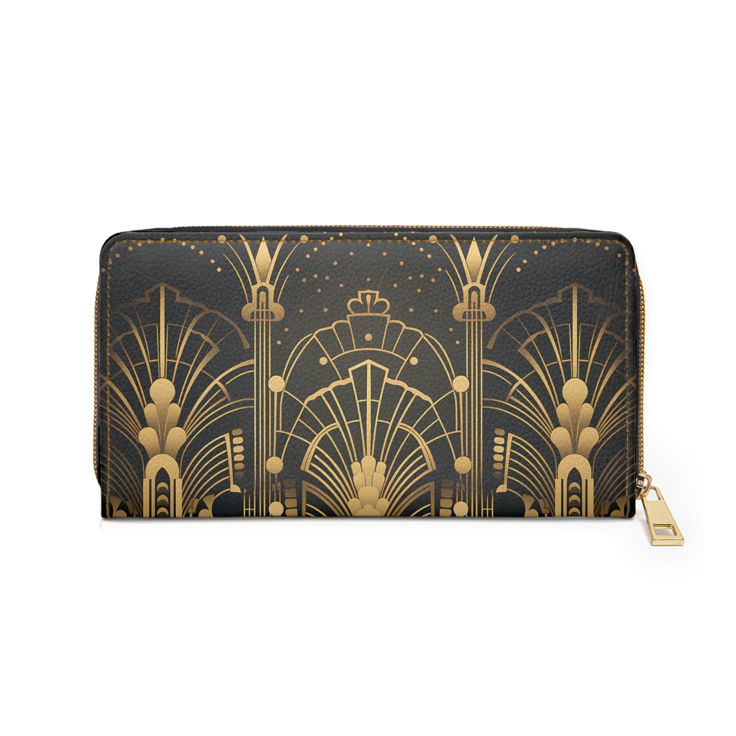 LIMITED EDITION: Gatsby Opulence | Black & Gold Art Deco Zipper Wallet | Jazz Age Glamour for Modern Sophistication