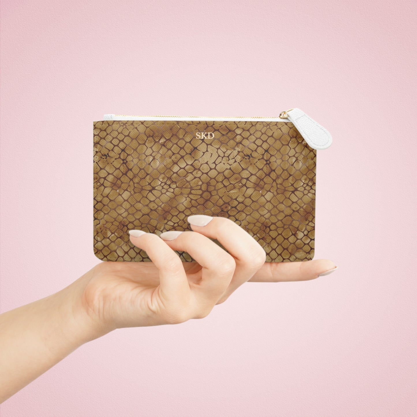 Amber Venom | Amber Brown Faux Snake Mini Clutch Bag | Warm Exotic Luxury for Bold Style