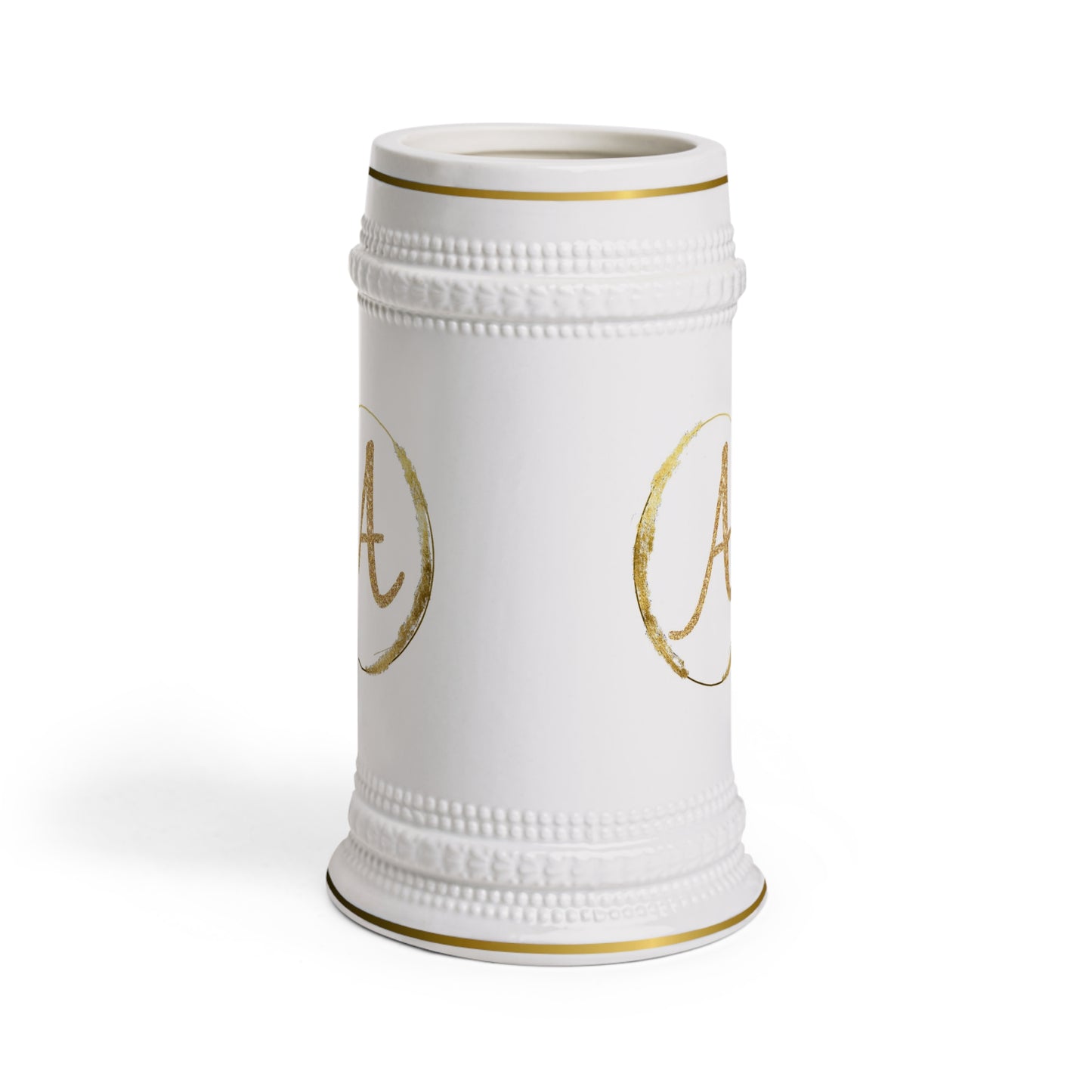 Letter A - Personalized Beer Stein Mug – Custom Initial Ceramic Stein with Gold Accents | Perfect Gift for Beer Lovers