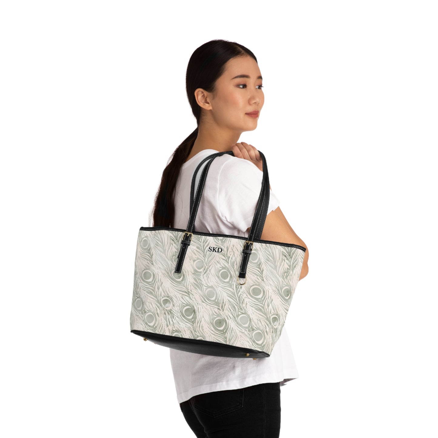 Vault Exclusive: Snowy Plume | White Feather-Patterned Shoulder Bag | Pristine Beauty for Winter & Bridal Occasions