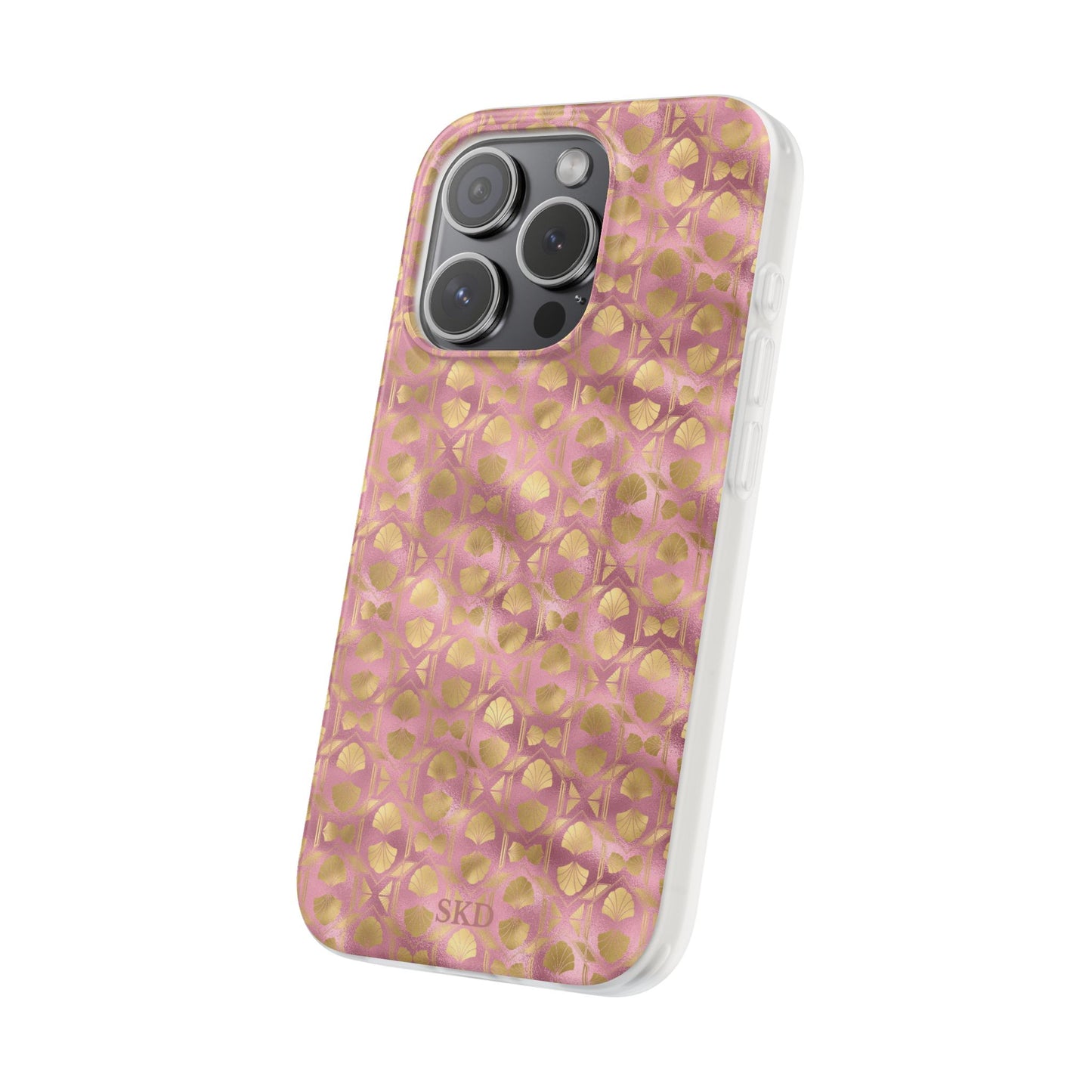 Collector's Vault: Blush Horizon | Soft, Pastel Pink & Gold iPhone Case | Shock-Absorbing TPU Protective Cover, Slim & Wireless Charging Compatible, All iPhone Sizes