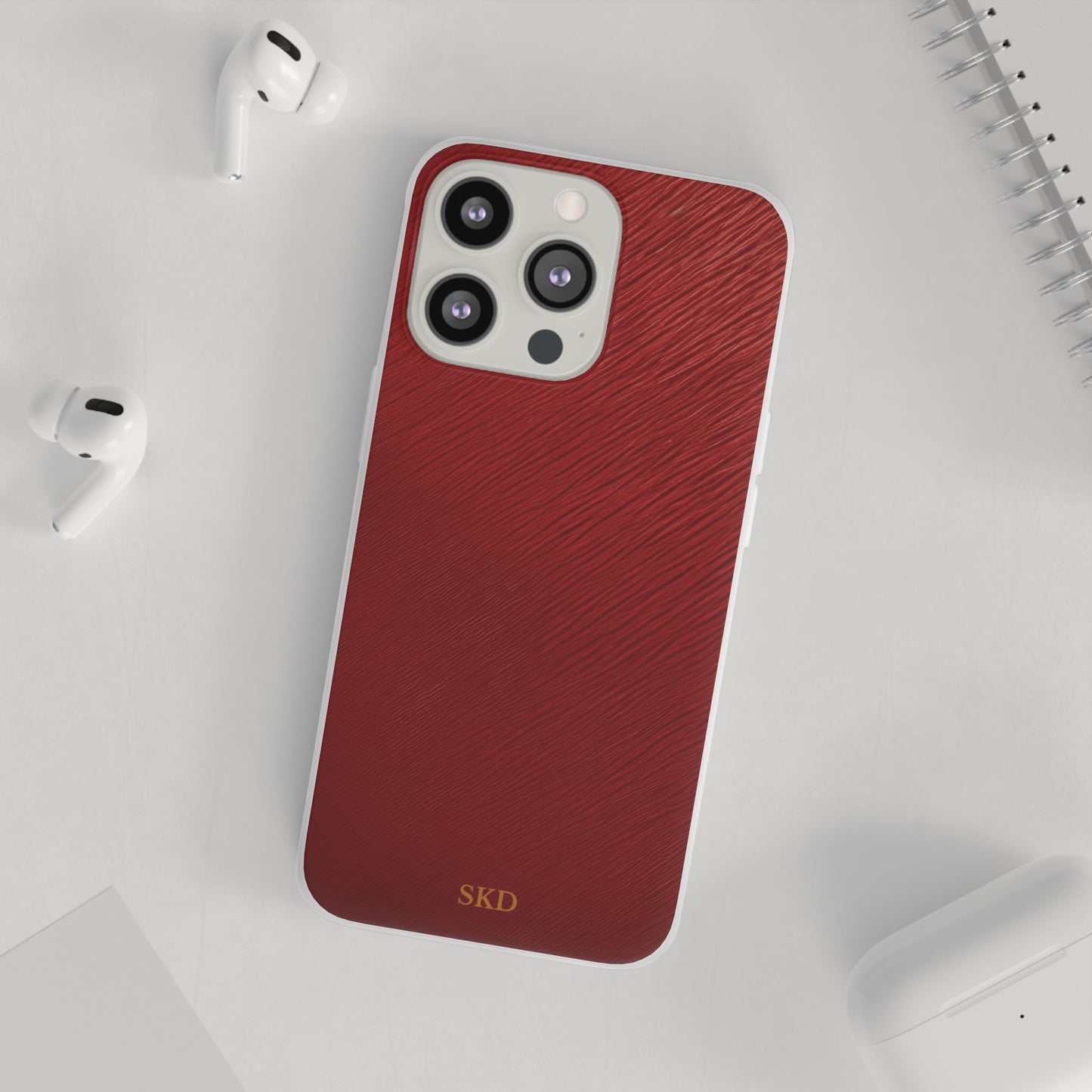 Crimson Reverie | Striking Dark Red iPhone Case | Shock-Absorbing TPU Protective Cover, Slim & Wireless Charging Compatible – Unique Tech Gift for All iPhone Sizes