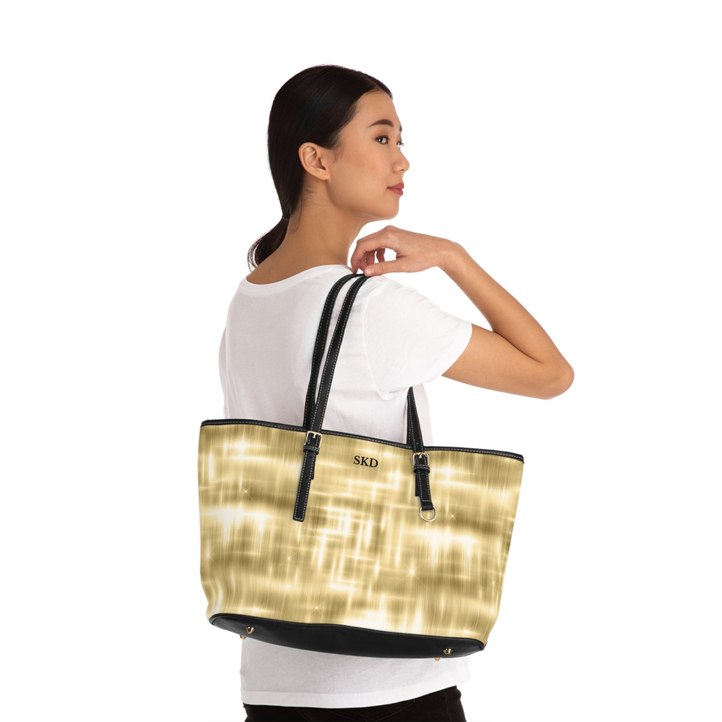 Collector's Vault: Aurum Gala | Glitter & Gold Smooth Shoulder Bag | Radiant Showpiece for Grand Occasions