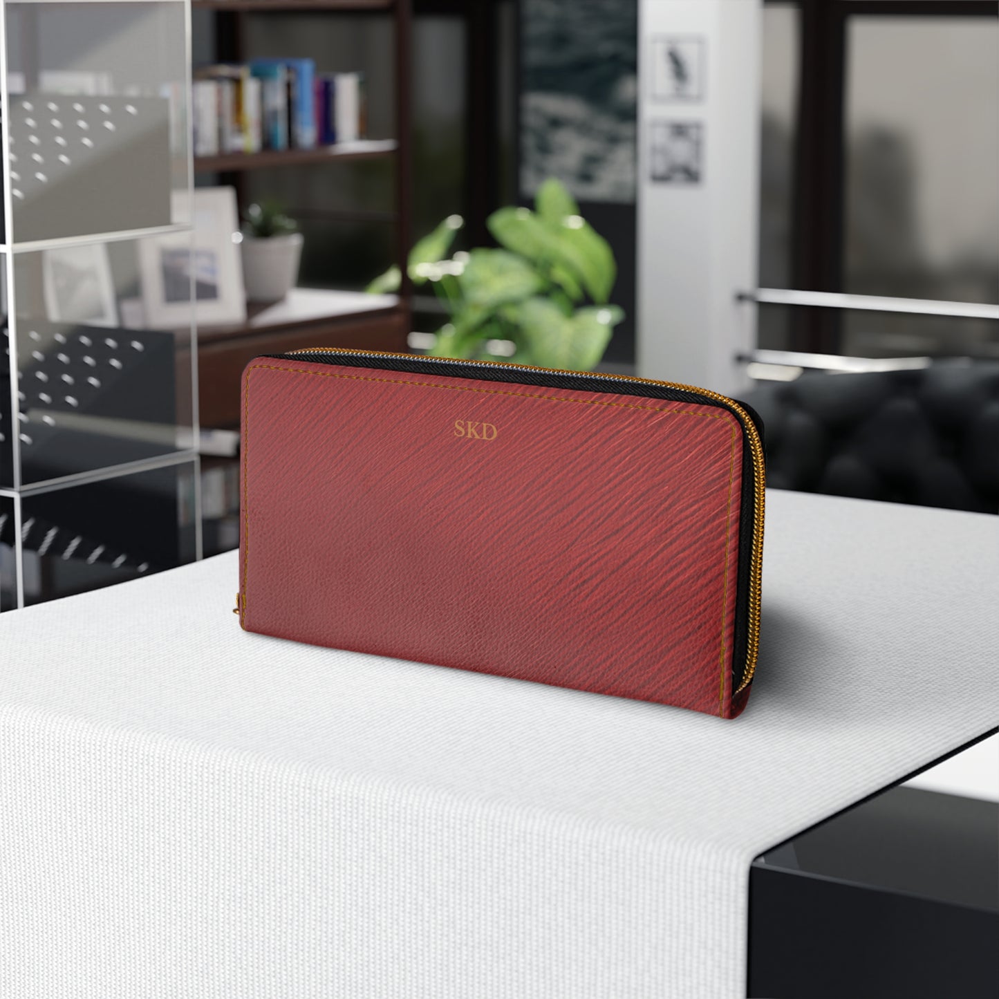 Core Collection: Crimson Reverie | Deep Alluring Red Zipper Wallet | Elegant Statement Piece for Evening Glamour