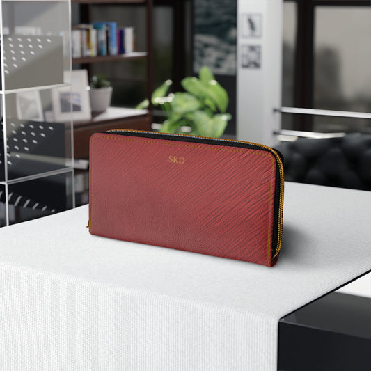 Core Collection: Crimson Reverie | Deep Alluring Red Zipper Wallet | Elegant Statement Piece for Evening Glamour