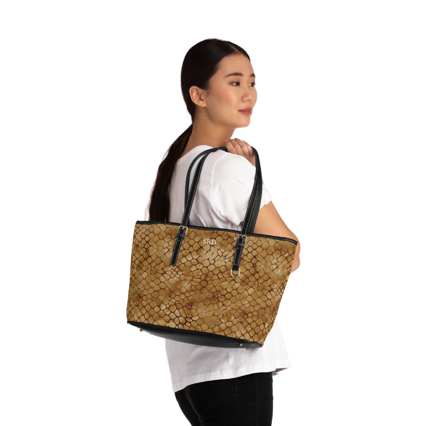 Core Collection: Amber Venom | Amber Brown Faux Snake Shoulder Bag | Warm Exotic Luxury for Bold Style