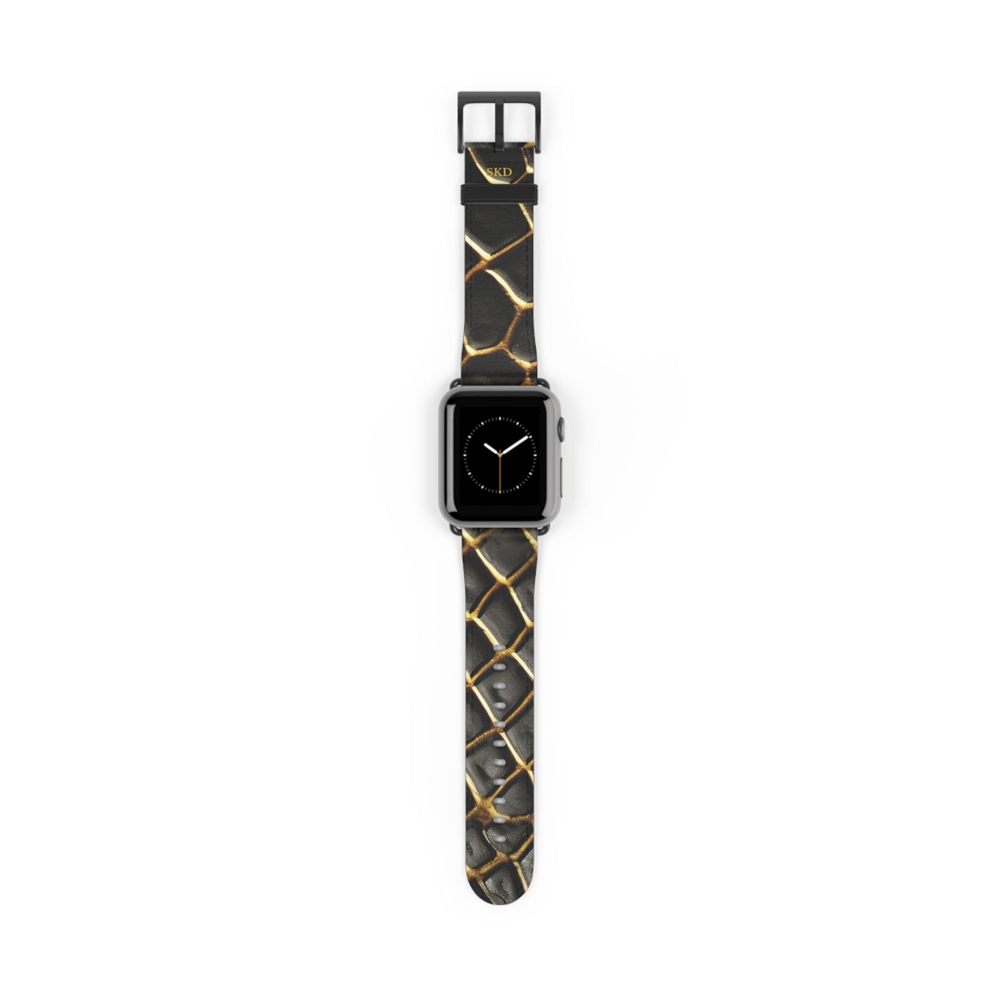 LIMITED EDITION: Obsidian Venom | Striking Black & Gold Faux Snake Leather Apple Watch Strap, RoHS, REACH, and Intertek Certified |  Stainless Steel, All Series Compatible