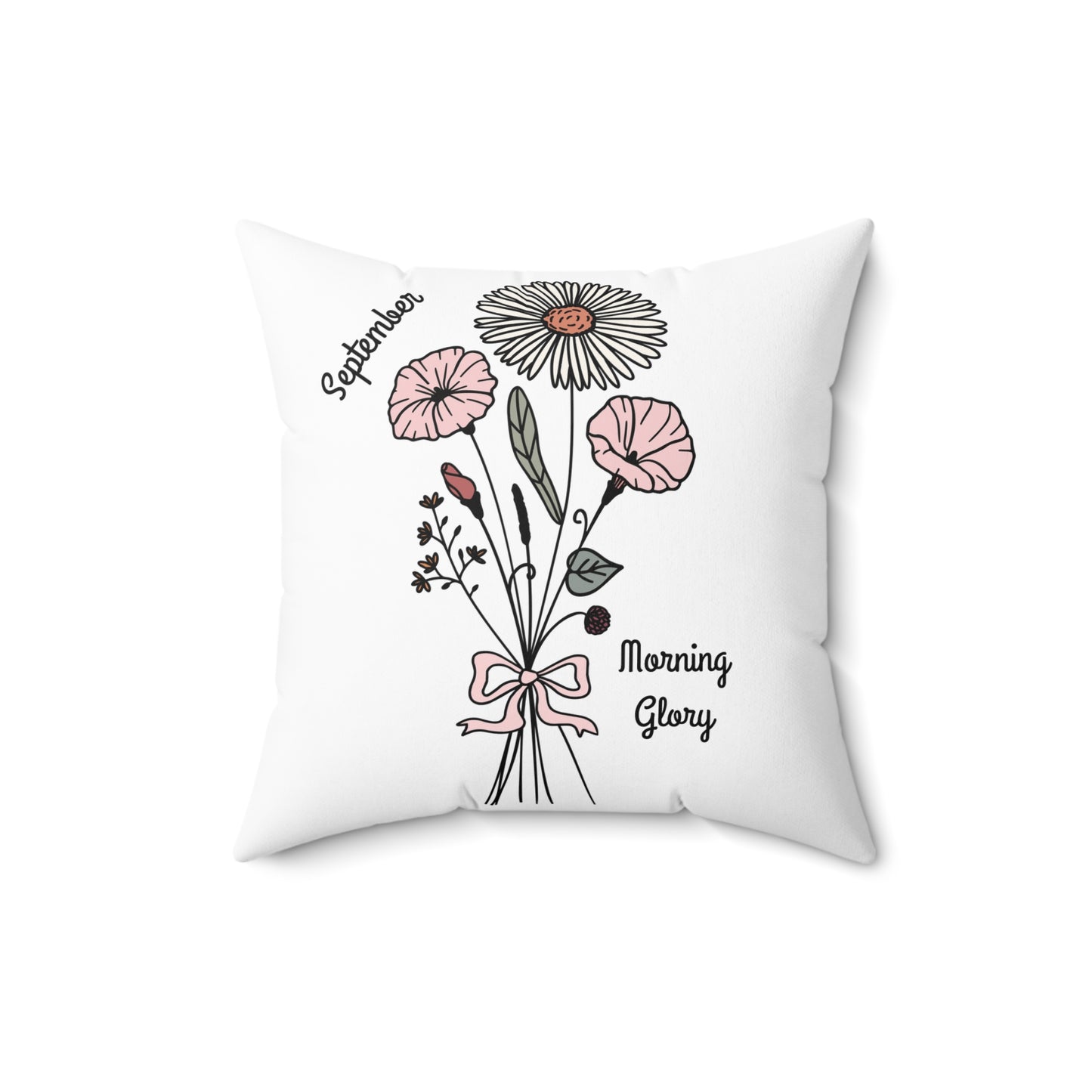 September Morning Glory Birth Flower - Custom Spun Polyester Square Pillow – Stylish Double-Sided Home Décor Accent for a Personalized Touch