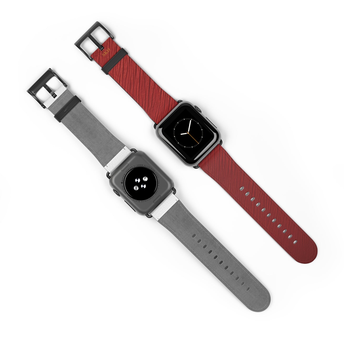Crimson Reverie | RoHS, REACH & Intertek Certified Dark Red Luxe Apple Watch Strap | Designer Faux Leather, Stainless Steel, All Series Compatible