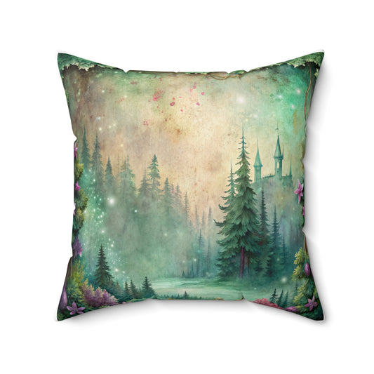 Custom Spun Polyester Square Pillow – Stylish Double-Sided Home Décor Accent for a Personalized Touch - Fairy Forest