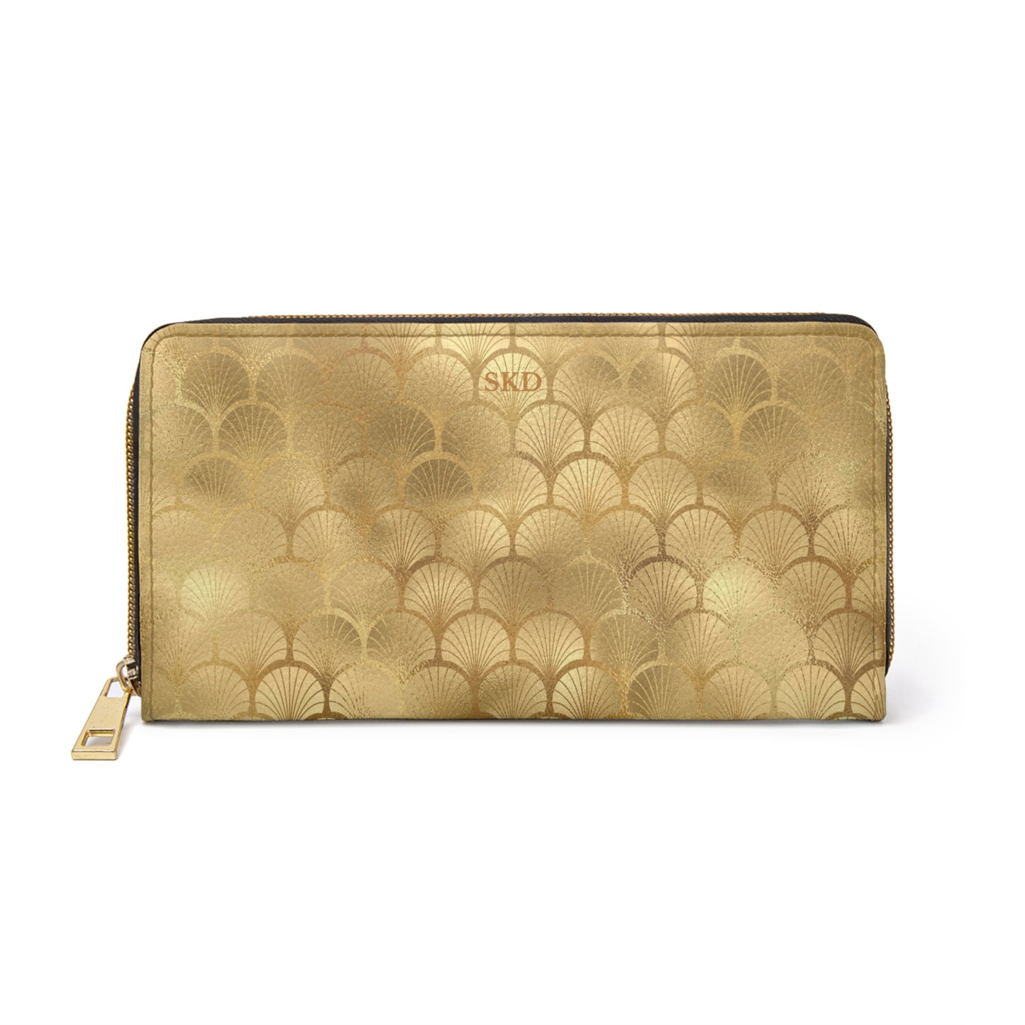 Collector's Vault: Gold Horizon | Metallic Gold Smooth Zipper Wallet | Sunlit Glamour for Every Celebration