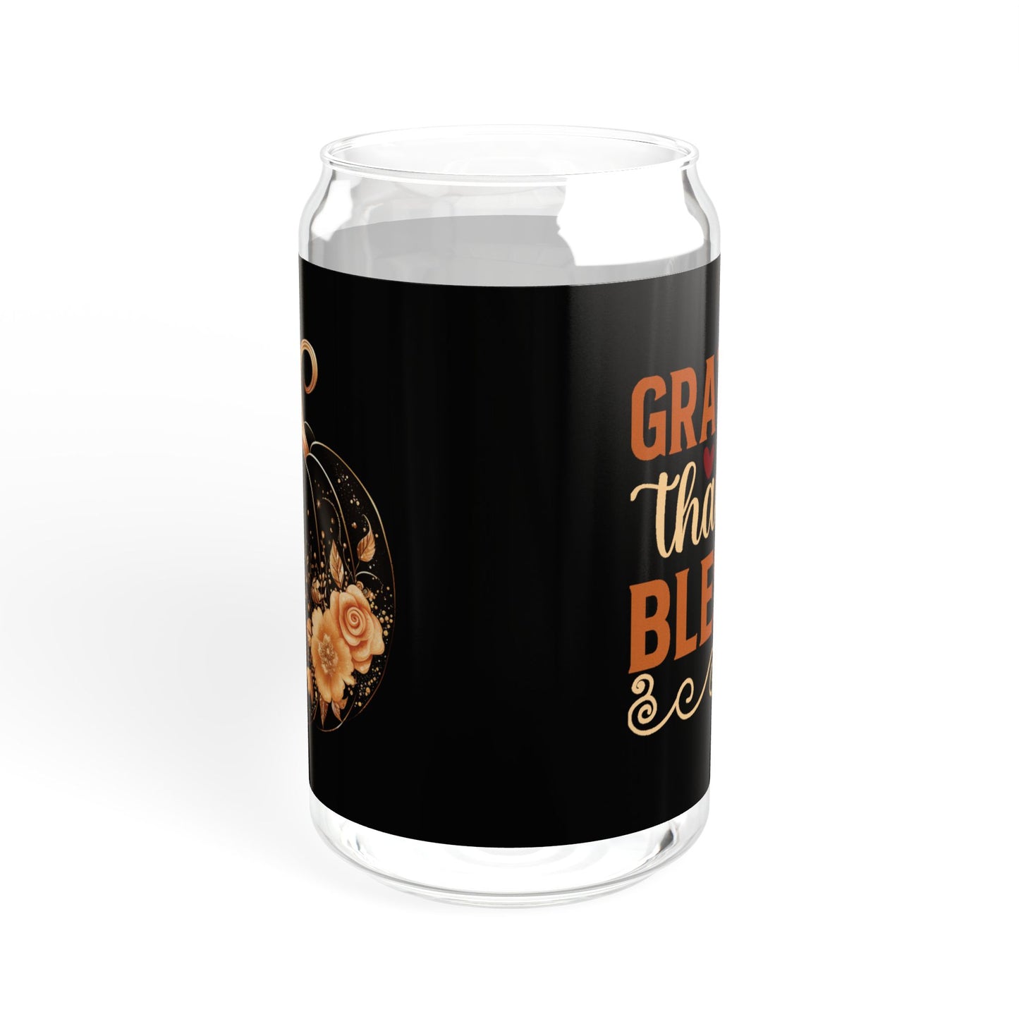 "Grateful Thankful Blessed" | 16oz Custom Sipper Glass with Bamboo Lid & Straw – Perfect for Sweet Treats and Family Parties