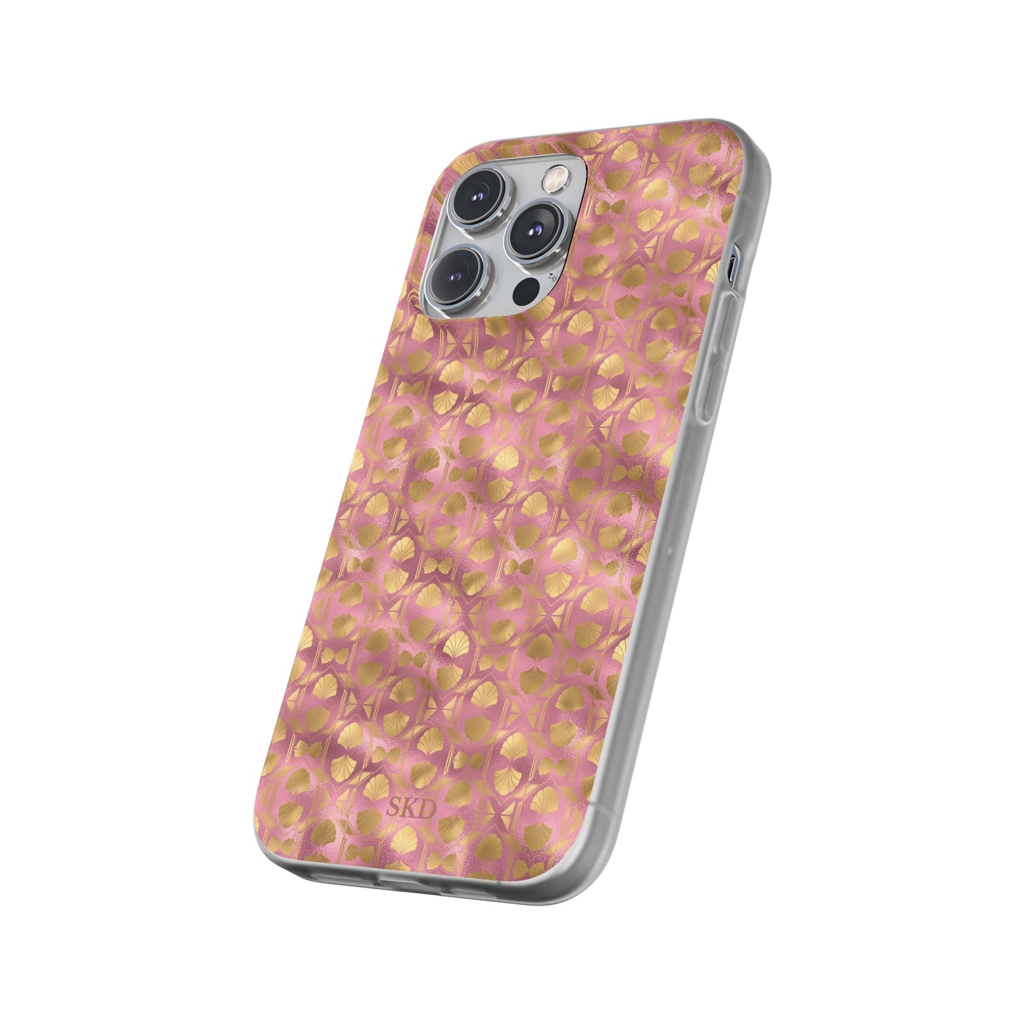 Collector's Vault: Blush Horizon | Soft, Pastel Pink & Gold iPhone Case | Shock-Absorbing TPU Protective Cover, Slim & Wireless Charging Compatible, All iPhone Sizes